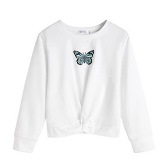 Arshiner Girls Tops Twist Front Lightweight Sweatshirt Tie Dye Printed Long Sleeve Girls Crop Tops