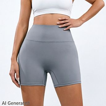 Women High Waisted Buttery Soft Tummy Control Workout Running Gym Athletic Activewear Biker Shorts