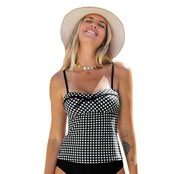 Women's Cupshe Gingham Crop Tankini Top