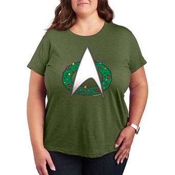 Plus Size Star Trek Christmas Wreath Logo Graphic Tee