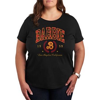Plus Size Barbie Collegiate Christmas Plaid Graphic Tee