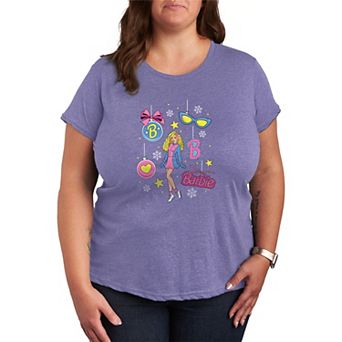 Plus Size Barbie Retro Christmas Ornaments Graphic Tee