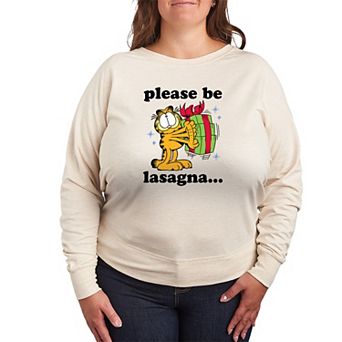 Plus Size Garfield "Please Be Lasagna…" French Terry Long Sleeve Tee