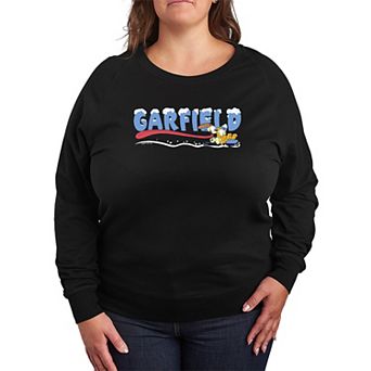 Plus Size Garfield & Odie Sledding French Terry Long Sleeve Tee