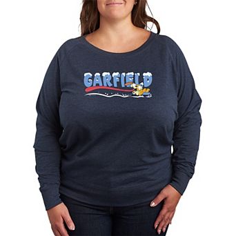 Plus Size Garfield & Odie Sledding French Terry Long Sleeve Tee