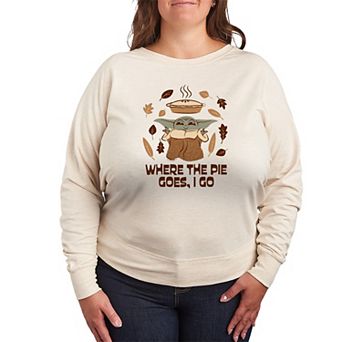 Plus Size Star Wars Grogu "Where The Pie Goes, I Go" French Terry Long Sleeve Tee