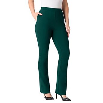 Roaman's Women's Plus Size Tall Plus Size Ponte Bootcut Pant With Pockets And Pull On Elastic Waist