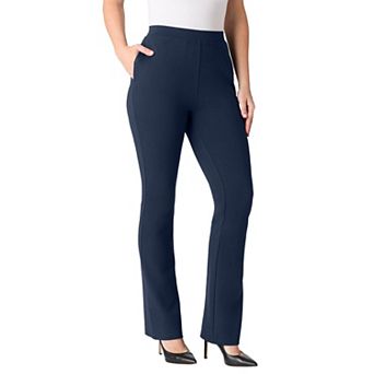 Roaman's Women's Plus Size Tall Plus Size Ponte Bootcut Pant With Pockets And Pull On Elastic Waist