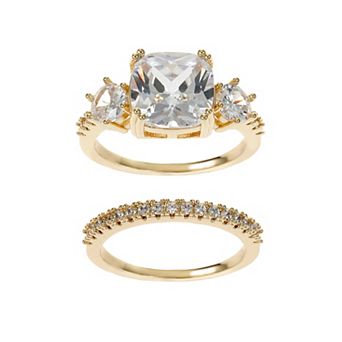 City Luxe Gold-Tone Cubic Zirconia Ring Set