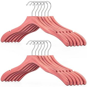 Wooden Clothes Hangers No Shoulder Bump 360 Swivel Hook Cut Notches Organizer