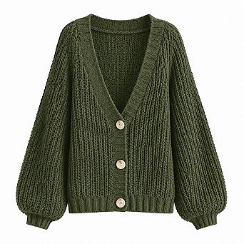 Womens Chunky Knit Open Front V Neck Long Sleeve Cardigan Fall Outerwear