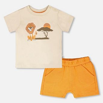 Baby Boy Organic Cotton Lion Print T-Shirt and Shorts Set