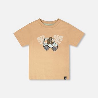 Baby Boy Organic Cotton Gorilla Jeep Graphic Short Sleeve T-Shirt