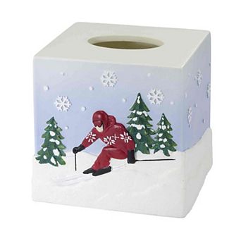 IZOD Alpine Tissue Box Cover with Skiing Design