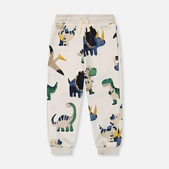 Big Kids Boy Fleece Dinosaur Print Drawstring Sweatpants with Pockets