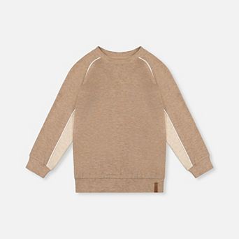 Little Kids Boy Brushed Jersey Crewneck Top with Raglan Sleeves