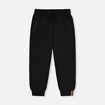 Little Kids Boy Fleece Drawstring Sweatpants with Zippered Pockets