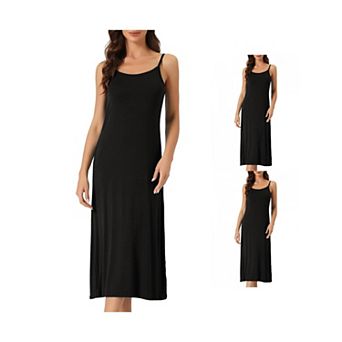 3 pc Women's Full Slip Dress Spaghetti Strap Cami Tank Long Underdress Nightgown