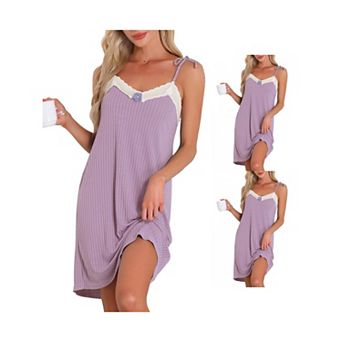 3 pc Women's Sleeveless Lingerie Lace Nightgown Thigh Length Sleepdress