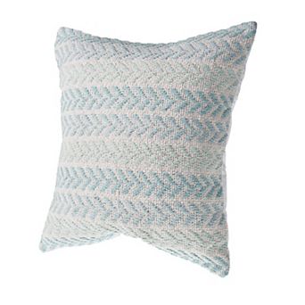 HomeRoots 18" Light Blue And White Chevron Cotton Throw Pillow
