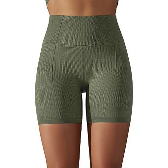 Women's Jacquard High-Waisted Tummy Control Scrunch Booty Yoga Shorts