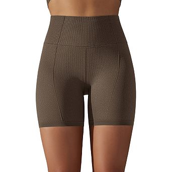 Women's Jacquard High-Waisted Tummy Control Scrunch Booty Yoga Shorts