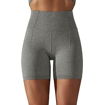Women's Jacquard High-Waisted Tummy Control Scrunch Booty Yoga Shorts