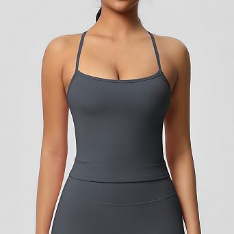 Women's Solid Color Open-Back Slim-Fit Spaghetti Strap Sleeveless Tank Tops
