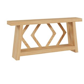 Farmhouse Entryway Table with Storage Shelf, Narrow 2 tier Console Table for Hallway Living Room