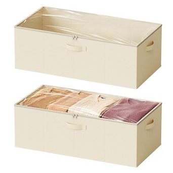 2 Pack Under Bed Storage Bins With Clear Zip Lids For Bedroom Closet Organization