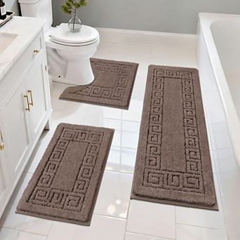 3 pc Bathroom Rug Set Plush Absorbent Non Slip Washable Quick Dry Soft Floor Mat