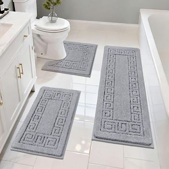 3 pc Bathroom Rug Set Plush Absorbent Non Slip Washable Quick Dry Soft Floor Mat