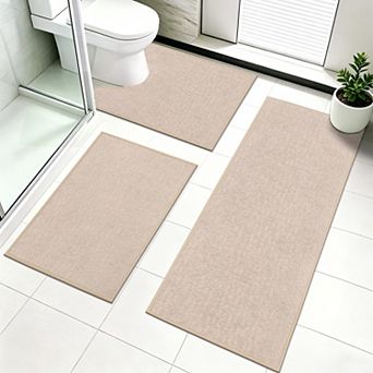 3 pc Bathroom Rug Set Non Slip Washable Quick Dry Super Absorbent Ultra Thin