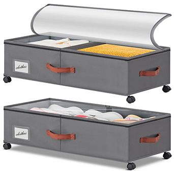 2 Pack Underbed Storage Bins With Wheels Large Capacity Organizer For Bedroom College Dorms