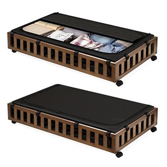 2 Pack Under Bed Storage Containers With Wheels Large Capacity Foldable