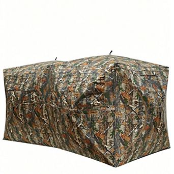 270° See Through Hunting Tent, 2-3 Person Pop Up Camo Blind Waterproof Magnetic Door with Carry Bag