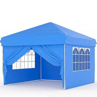 Easy Setup 10x10FT Folding Gazebo Tent,Waterproof UV 4 Sidewalls Bag Stakes for Backyard Camping