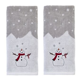 SKL Home Snowman & Cane 2 pc Embroidered Hand Towel Set