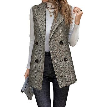 Women’s Floral Print Notch Lapel Vest Sleeveless Blazer Jacket for Stylish Layering