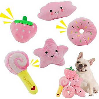 Squeaky Plush Puppy Toys for Teething and Play, 5 Pack