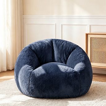 Giant Bean Bag Couch for Adults & Kids, Ultra Soft Faux Fur Lounge Chair with Filler for Living Room