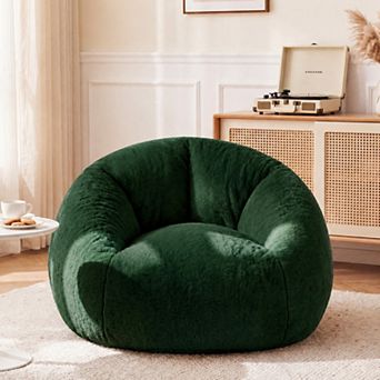Giant Bean Bag Couch for Adults & Kids, Ultra Soft Faux Fur Lounge Chair with Filler for Living Room
