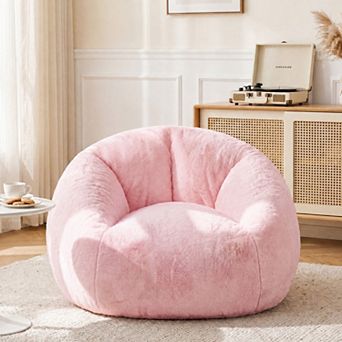Giant Bean Bag Couch for Adults & Kids, Ultra Soft Faux Fur Lounge Chair with Filler for Living Room
