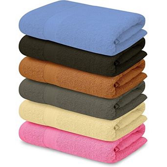 6 Pack Cotton Bath Towels,Shower Towels - Light Weight, Ultra Absorbent Towels for Bathroom