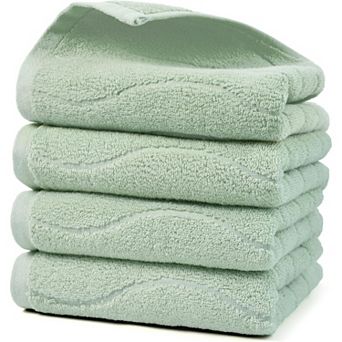 4 Pack Hand Towels,Wavy Striped Hand Towels for Bathroom,Cotton Soft Absorbent Decorative