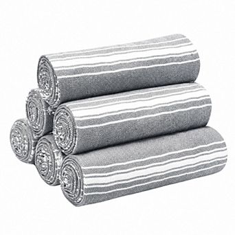 6 Pack Oversized Cotton Microfiber Peshtemal Towels Soft Absorbent Durable Multi Use