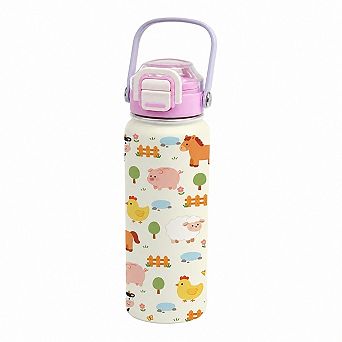 18 Oz Stainless Steel Insulated Water Bottle Leakproof Straw Spout Lid