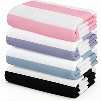 4 Pack Beach Towels Stripe Microfiber Beach Towel Sand Free Quick Dry Swim Pool Towels for Adult