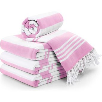 4 Pack Beach Towel- Cotton Big Beach Towels Oversized - No Sand, Prewashed for Soft Feel