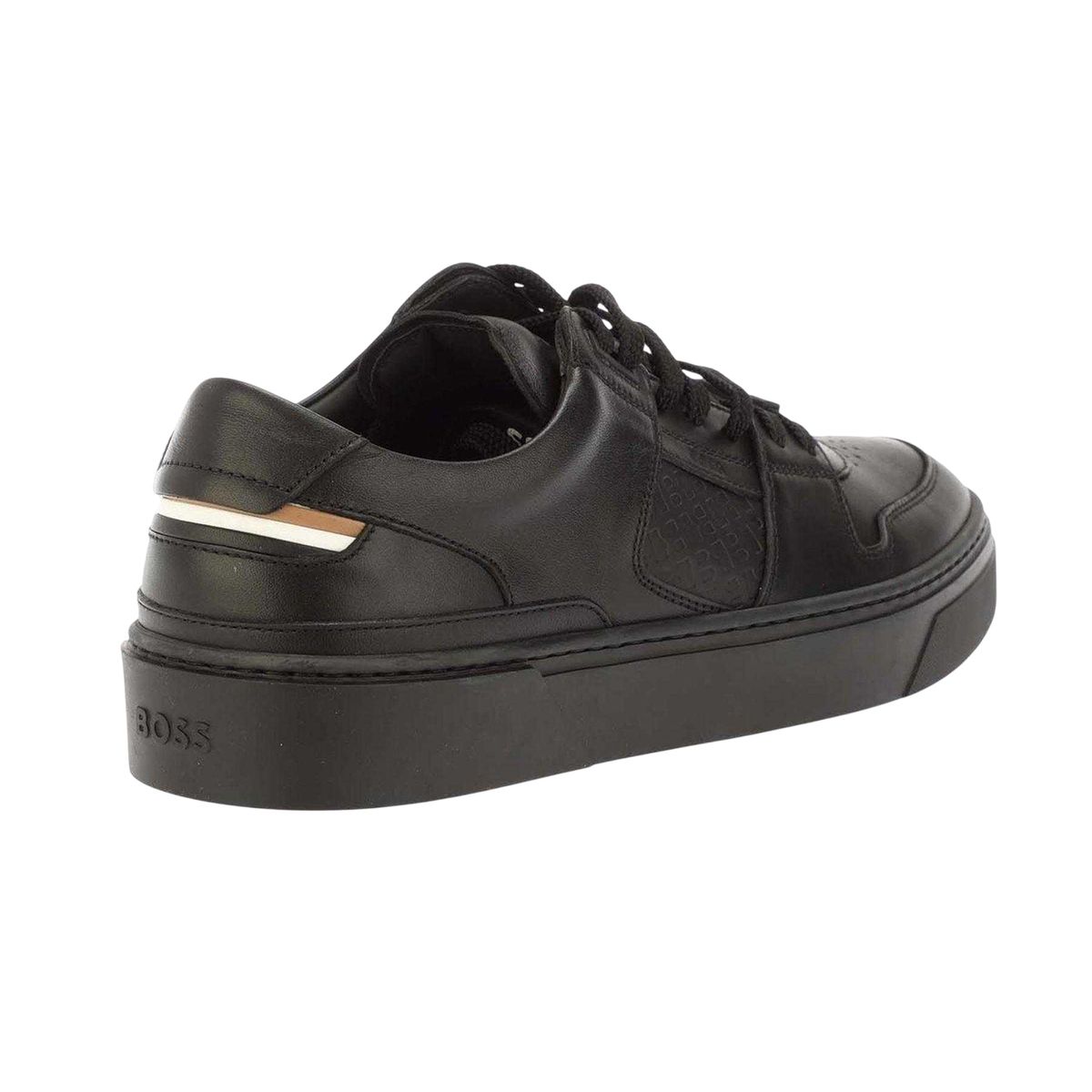 Мужские кроссовки BOSS Gary Leather Flat Trainers, цвет: Чёрный — фото 2